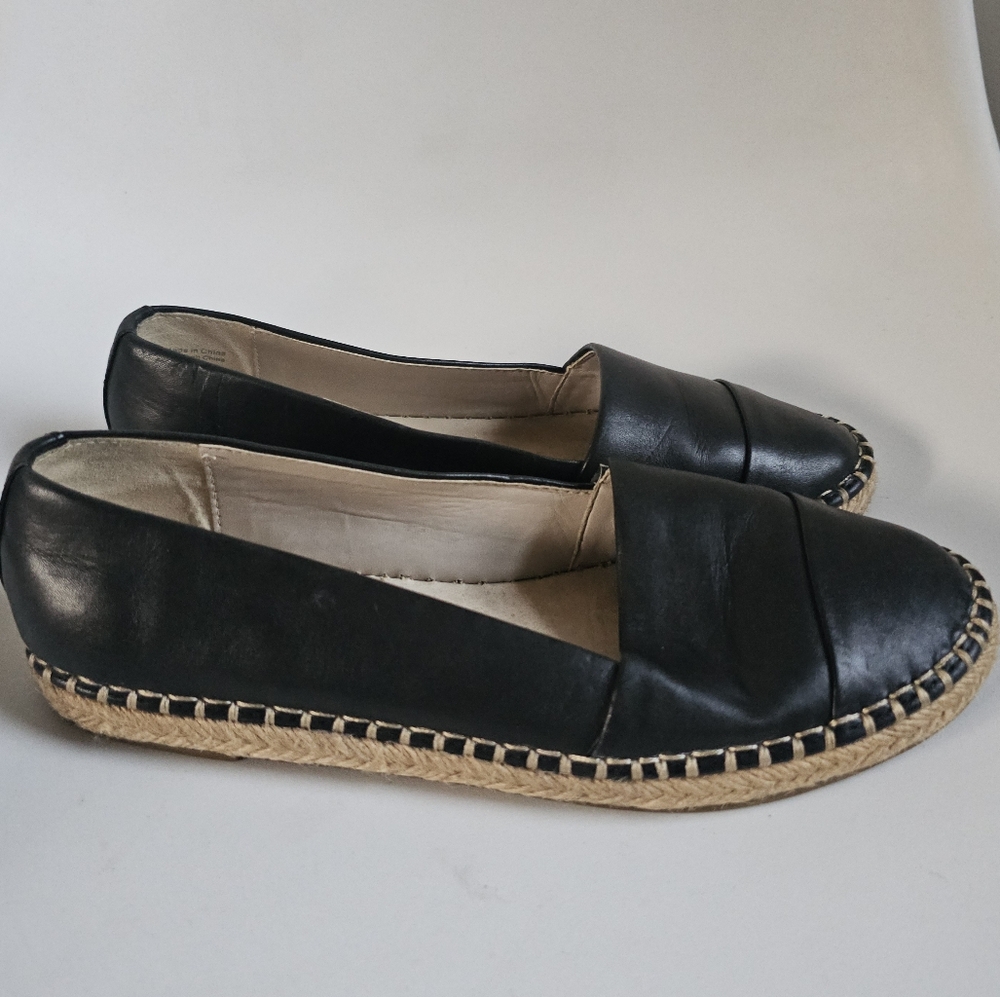 ☆ ALDO Black Leather Espadrille Slip Ons